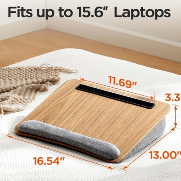 Amazon Wooden Laptop Lap Desk with Cushion - Picture 1 of 3